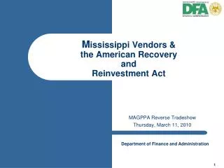 M ississippi Vendors &amp; the American Recovery and Reinvestment Act