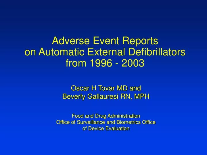 adverse event reports on automatic external defibrillators from 1996 2003