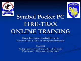 Symbol Pocket PC FIRE-TRAX ONLINE TRAINING
