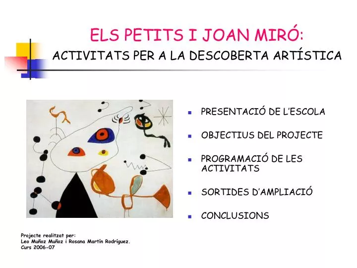 els petits i joan mir activitats per a la descoberta art stica