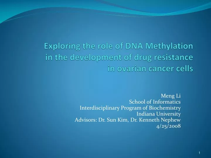 exploring the role of dna methylation in the development of drug resistance in ovarian cancer cells