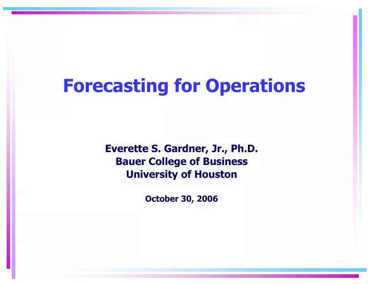 forecasting for operations