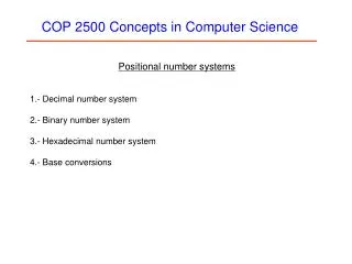 COP 2500 Concepts in Computer Science