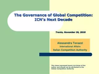The Governance of Global Competition: ICN’s Next Decade