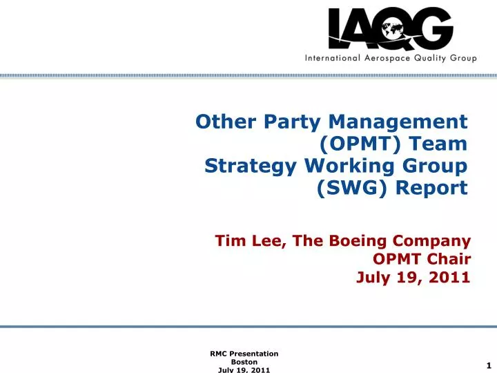 other party management opmt team strategy working group swg report