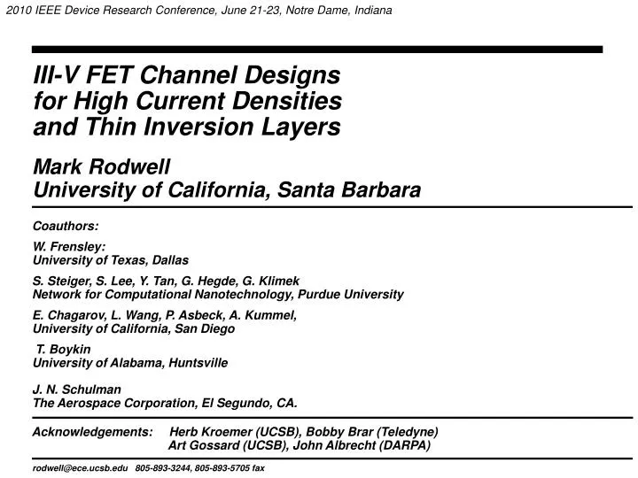 iii v fet channel designs for high current densities and thin inversion layers
