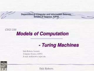 Models of Computation - Turing Machines