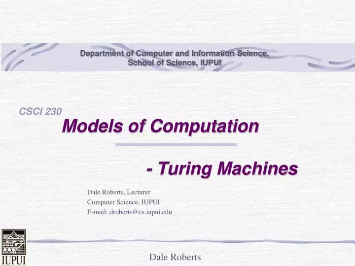 models of computation turing machines