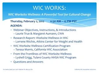 WIC WORKS: WIC Worksite Wellness: A Powerful Tool for Cultural Change