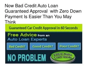 Car Loans With Bad Credit And No Money Down
