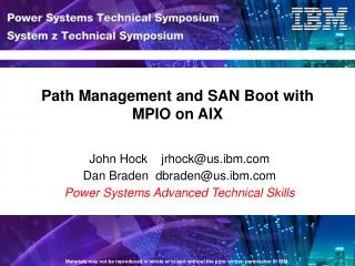 Path Management and SAN Boot with MPIO on AIX