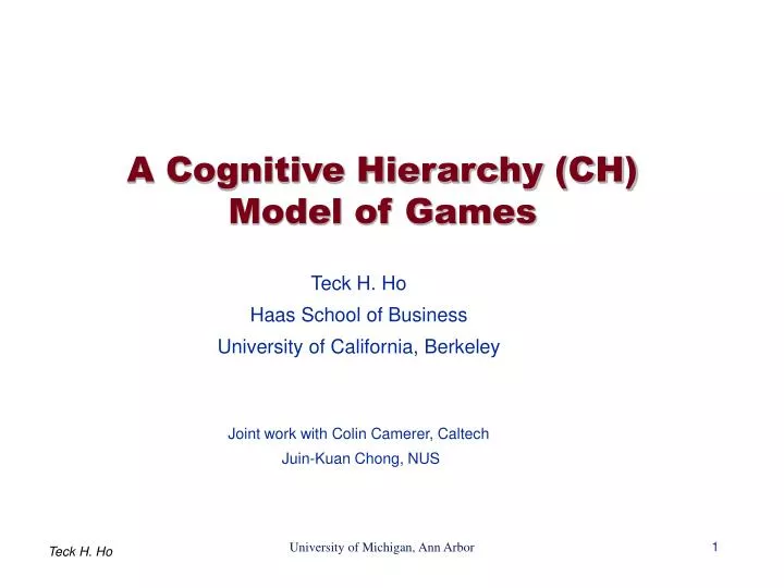 a cognitive hierarchy ch model of games