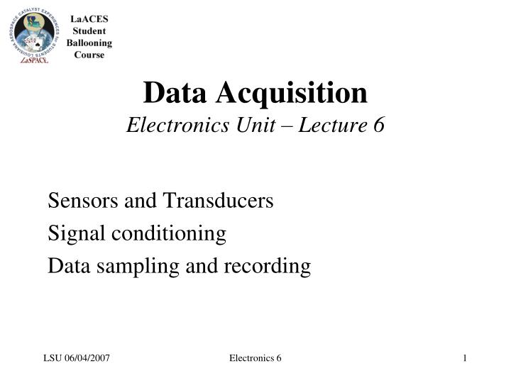 data acquisition electronics unit lecture 6