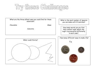 How many different ways to make 17p? E.g.