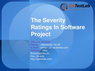 The Severity Ratings In Software Project
