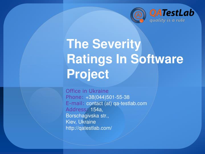 the severity ratings in software project