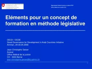 el ments pour un concept de formation en m thode l gislative