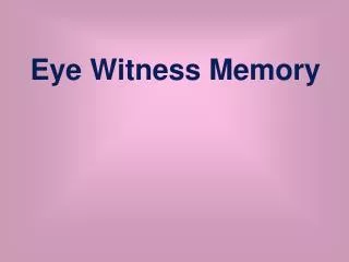 Eye Witness Memory