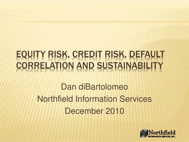 equity risk credit risk default correlation and sustainability