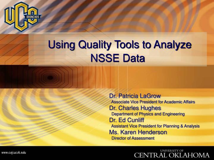 using quality tools to analyze nsse data