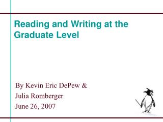 Reading and Writing at the Graduate Level