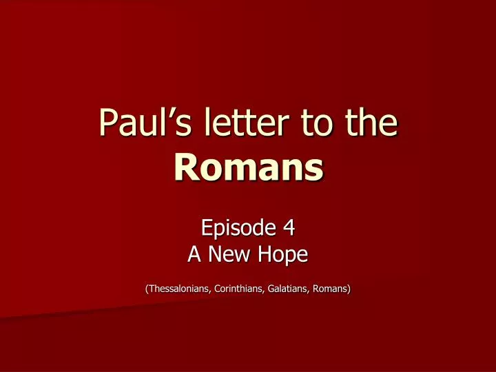 paul s letter to the romans