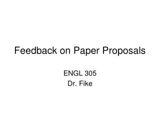 Feedback on Paper Proposals