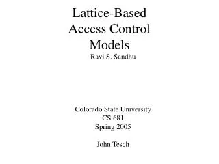 Lattice-Based Access Control Models