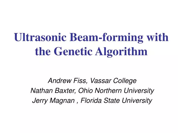 ultrasonic beam forming with the genetic algorithm
