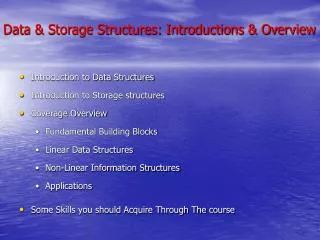 Data &amp; Storage Structures: Introductions &amp; Overview