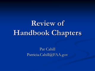 Review of Handbook Chapters