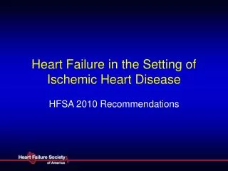 Heart Failure in the Setting of Ischemic Heart Disease