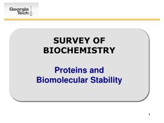 SURVEY OF BIOCHEMISTRY Proteins and Biomolecular Stability