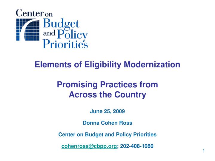 elements of eligibility modernization promising practices from across the country