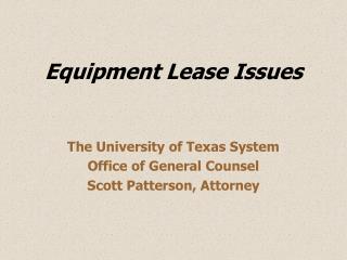 Equipment Lease Issues