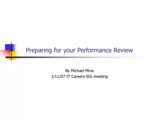 Preparing for your Performance Review