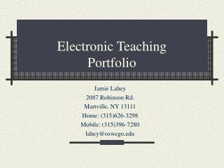 Electronic Teaching Portfolio