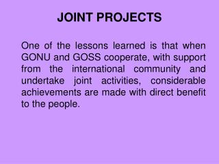 JOINT PROJECTS