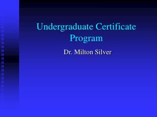 Undergraduate Certificate Program