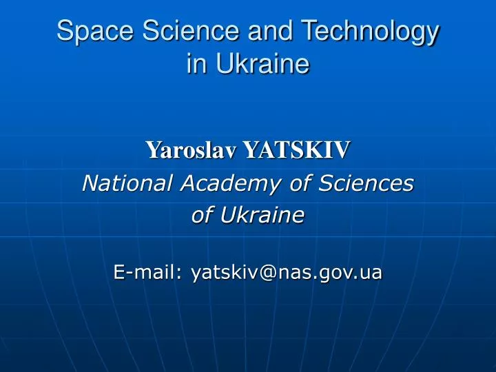 space science and technology in ukraine