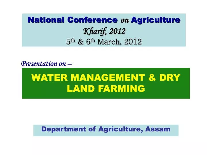 water management dry land farming
