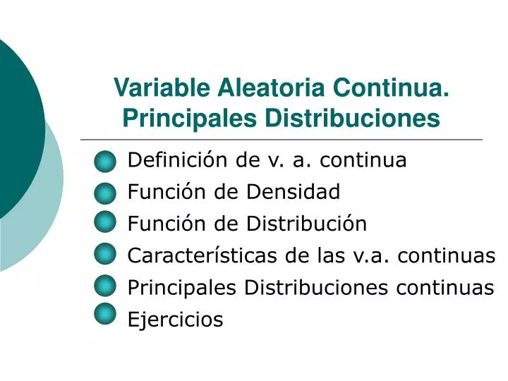 variable aleatoria continua principales distribuciones