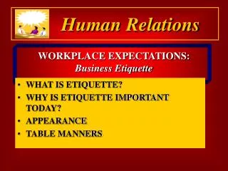 WORKPLACE EXPECTATIONS: Business Etiquette