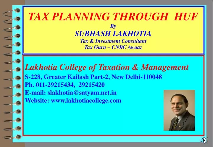 tax planning through huf by subhash lakhotia tax investment consultant tax guru cnbc awaaz
