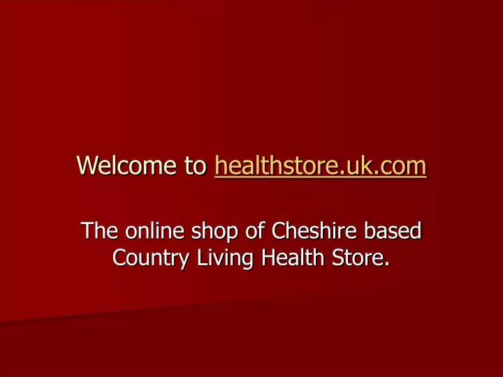 welcome to healthstore uk com