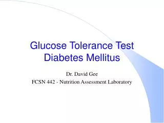 Glucose Tolerance Test Diabetes Mellitus