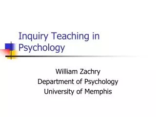 Inquiry Teaching in Psychology