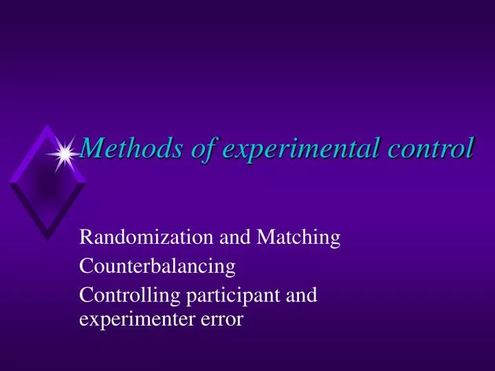 methods of experimental control