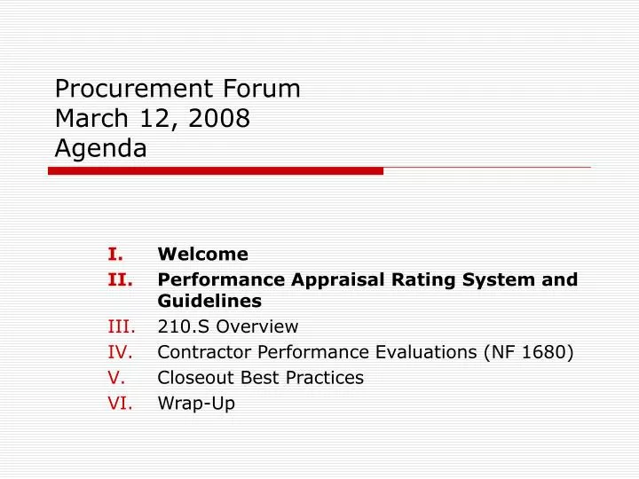 procurement forum march 12 2008 agenda