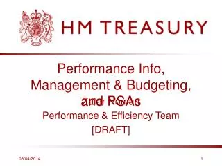 Performance Info, Management &amp; Budgeting, and PSAs